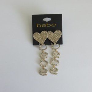 bebe heart dangle earrings